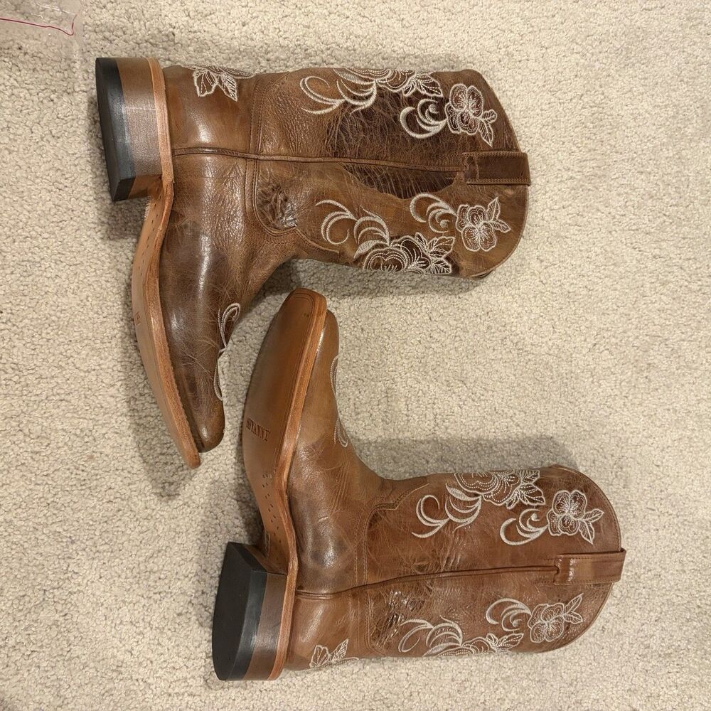 Display Try On Shyanne Women’s Lasy Floral embroidered Western Boots Brown Sz 8 - Picture 7 of 10